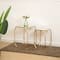 Glitzhome® Gold Metal Square Accent Table with Glass Top Set